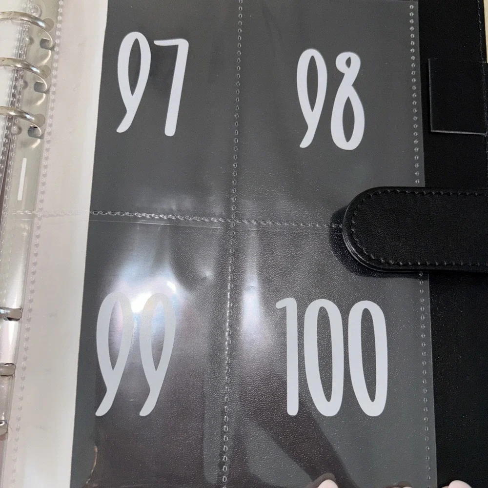 Money‎ Saving Binder 25 Card Sleeves 1-100 with Cash Envelopes Budget Planner